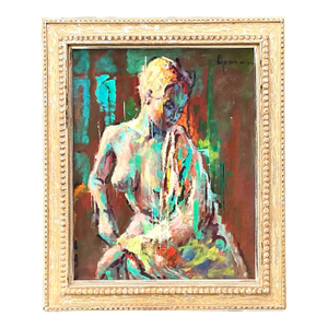 Vintage MCM Original Abstract Figurative Nude on Canvas