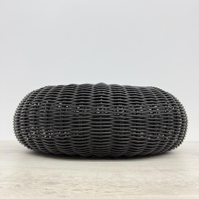 Vintage Round Black Woven Plastic Ottoman from Ikea, 1980s For Sale - Image 10 of 18