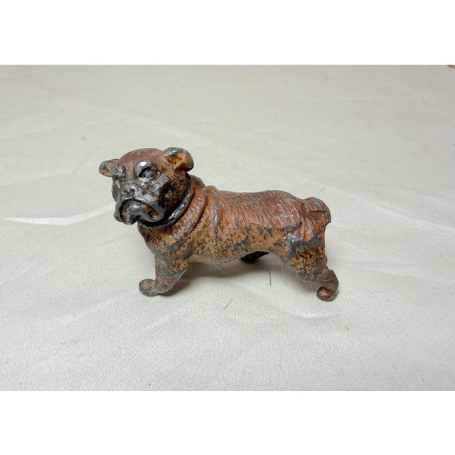 1920s Antique Miniature Cold Painted Solid Lead Bulldog Dog Figure Statue Figurine For Sale - Image 5 of 9