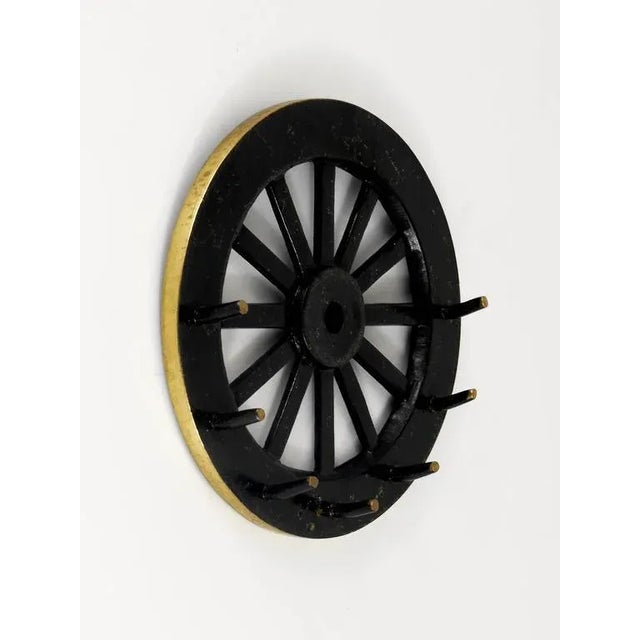 Modernist Cart Wheel Brass Key Hanger by Walter Bosse for Hertha Baller, Austria, 1950s For Sale - Image 6 of 7