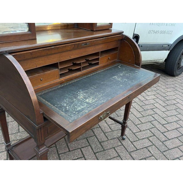 Victorian Satin Walnut Roll Top Desk with Fitted Interior For Sale - Image 10 of 14