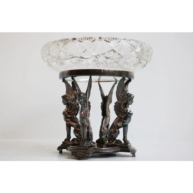 Antique Art Nouveau Egyptian Revival Centerpiece in Silver-Plated Crystal Glass from WMF, 1890s For Sale - Image 12 of 12