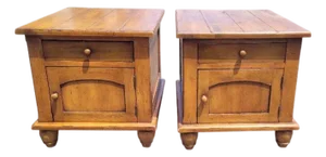Pair Vintage Rustic Cabin End Tables
