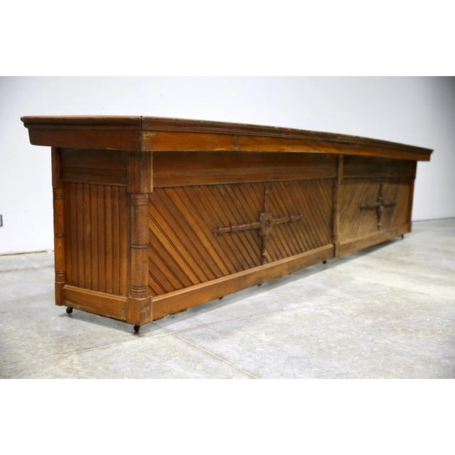 Farmhouse Antique 14-Foot Wooden Store Counter / Kitchen Island Bar For Sale - Image 3 of 16