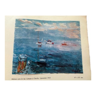 1964 Small Original Print of Dimitrie Berea’s “Balcon Vers Le Lac Leman“ (Balcony View on to Lake Geneva) For Sale