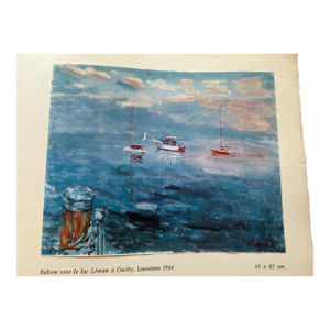 1964 Small Original Print of Dimitrie Berea’s “Balcon Vers Le Lac Leman“ (Balcony View on to Lake Geneva)