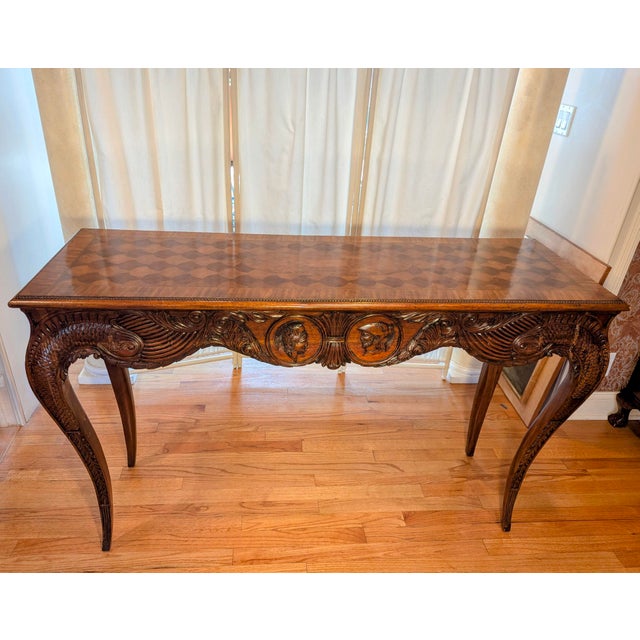 Vintage neo-classical style table likely dating from the early or mid 20th century, possibly Henredon brand. The overall...