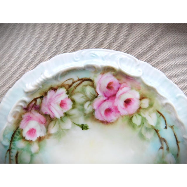 Victorian Antique Limoges Victorian Porcelain Hand-Painted Floral Trivet, Signed Peggy List For Sale - Image 3 of 9