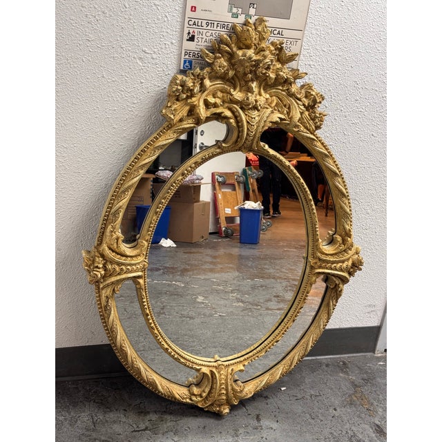 French Giltwood Cushion Wall Mirror For Sale - Image 4 of 12