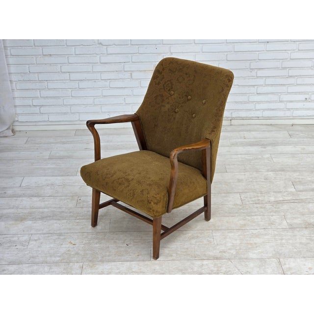 Vintage Danish Armchair in Furniture Wool and Beech Wood, 1960s For Sale - Image 14 of 17