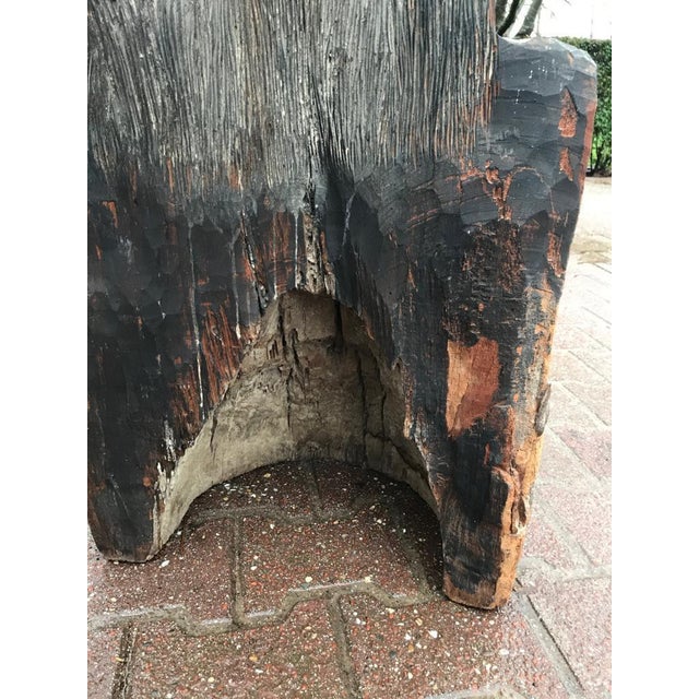 19th C. Folk Art Brown Wood Sculpture For Sale - Image 4 of 12