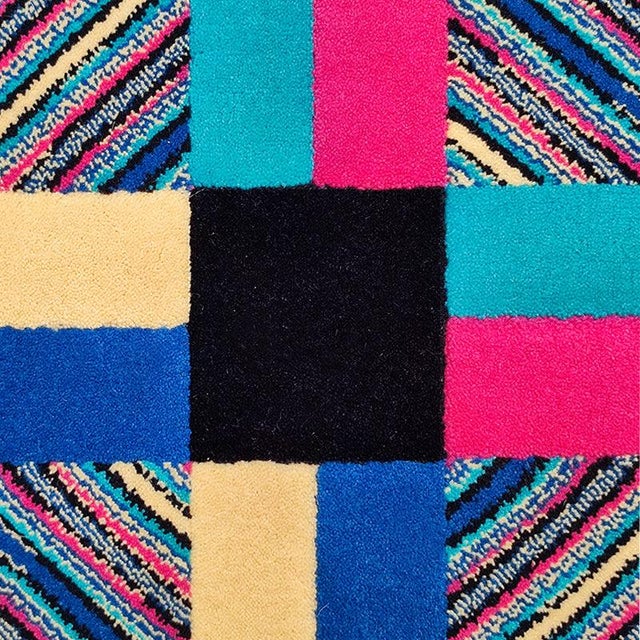 Textile Postmodern Italian Square Geometric Wool Rug by Ottavio Missoni, 1990s For Sale - Image 7 of 10