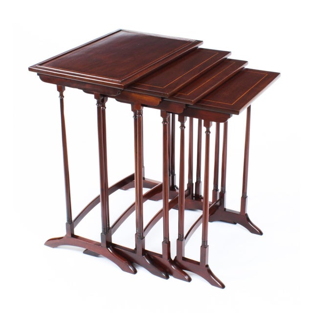 Antique Edwardian Mahogany Nesting Tables, Early 1900s, Set of 4 For Sale - Image 12 of 13