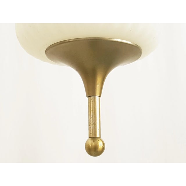 Mid-Century Modern Italian Opaline Glass & Nickel-Plated Metal Pendant Lamp by Reggiani, 1960s For Sale - Image 3 of 11