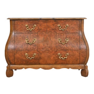 Baker Furniture Dutch Louis XV Burled Walnut Bombay Chest or Commode For Sale
