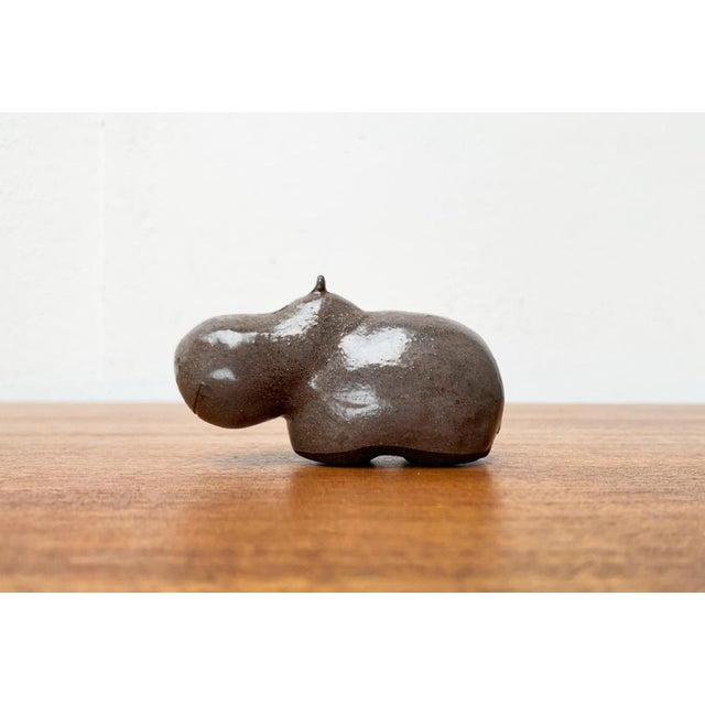 Brown Mid-Century Ceramic Hippo Figurine, 1960s For Sale - Image 8 of 16