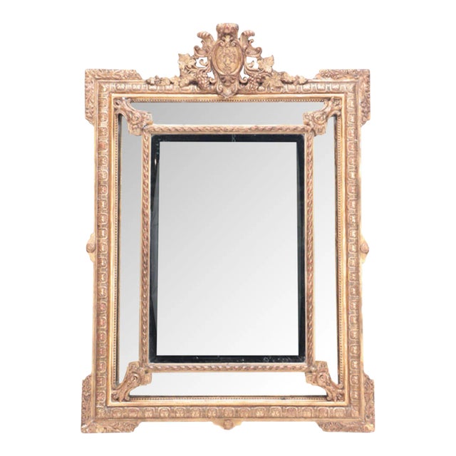 A French Gilt Wood and Gesso Mirror With Mirrored Border. Circa 1900. For Sale
