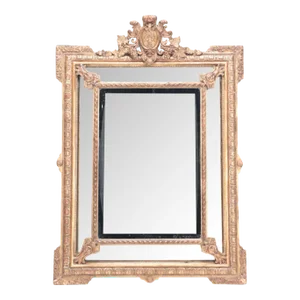 A French Gilt Wood and Gesso Mirror With Mirrored Border. Circa 1900.