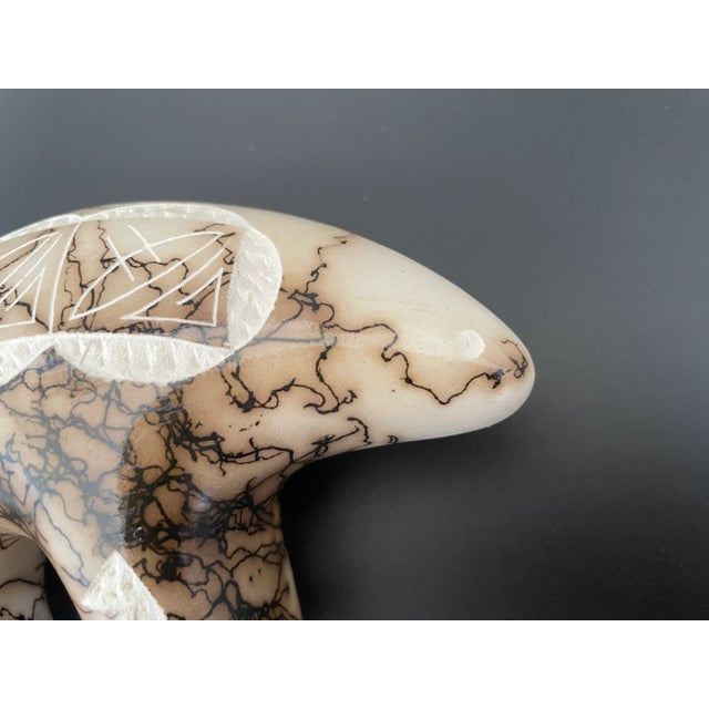 Ceramic Navajo Tom Vail Horsehair Pottery Spirit Bear With Etched Indian Symbols For Sale - Image 7 of 13