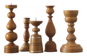 Scandinavian Wooden Candleholders, Set of 5