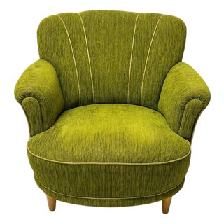 Swedish Lounge Chair in the Style of Carl-Johan Bowan Circa 1960s in Moss Green For Sale
