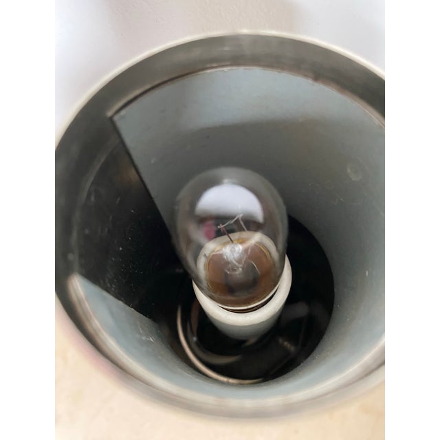Vintage Mid-Century Modern Brushed Metal Cylinder Accent Uplight Lamp For Sale - Image 9 of 11
