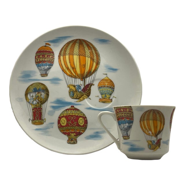 Vintage Hot Air Balloon Cup & Plate For Sale