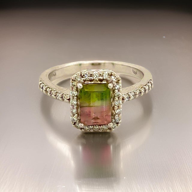 Multicolor Tourmaline Diamond Ring 14k Gold 1.15 TCW Certified For Sale - Image 4 of 11