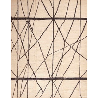 Modern Contemporary Ivory Color Geometric Design Room Size Area Rug For Sale