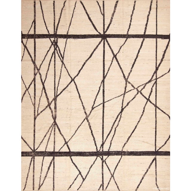 Modern Contemporary Ivory Color Geometric Design Room Size Area Rug For Sale