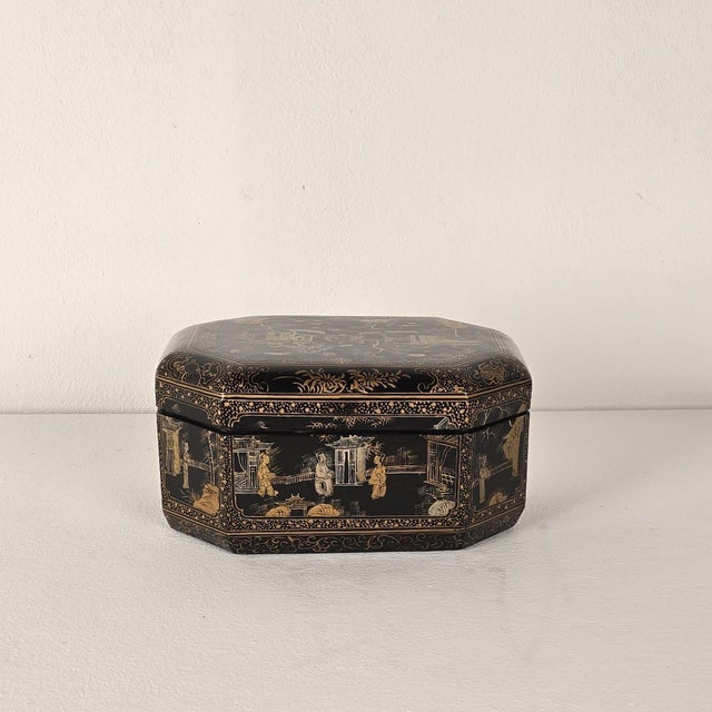 Late 19th Century 19th Century Chinese Lacquered & Gilt Box For Sale - Image 5 of 8