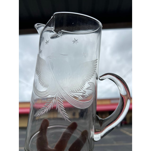 Late 20th Century Bicentennial Cocktail Pitcher With Etched American Eagle & Stars For Sale - Image 4 of 6