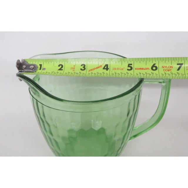 1930s Jeannette Glass Co Green Hex Optic Pitcher Honeycomb Uranium Glass For Sale - Image 14 of 18