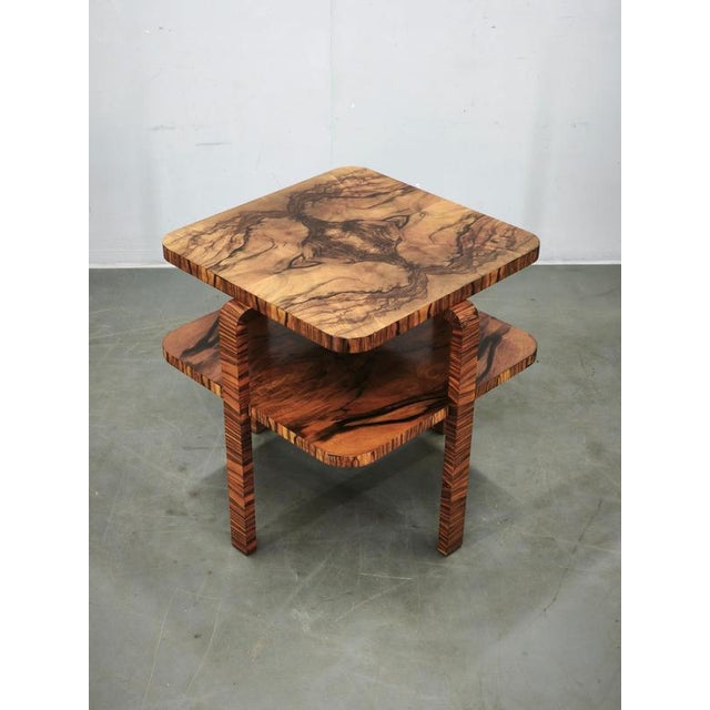 Art Deco Walnut 2-Tier Coffee Table, Former Czechoslovakia, 1930s For Sale - Image 12 of 13