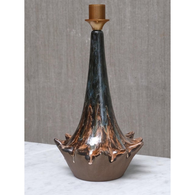 Mid-Century Modern Sculptural Glazed Ceramic Table Lamp from Niels Preben Larsen, Denmark, 1967 For Sale - Image 3 of 12