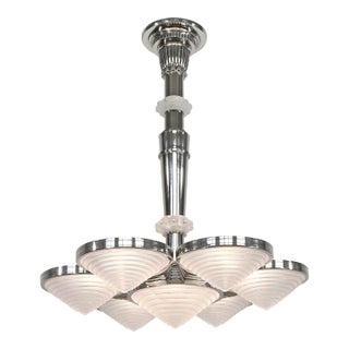 French Art Deco Chandelier by Georges Leleu - 1930 France For Sale