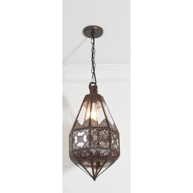 Moroccan Moroccan Moorish Metal and Glass Lantern For Sale - Image 3 of 12