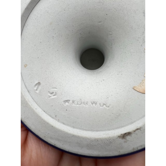 Ceramic Antique Wedgwood Blue Jasperware Compote Pedestal Candy Dish Mid 18th Century For Sale - Image 7 of 11