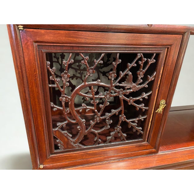 Early 20th Century Rosewood Vintage Double‑Sided Room Divider With Carved Drawers & Doors For Sale In Philadelphia - Image 6 of 8