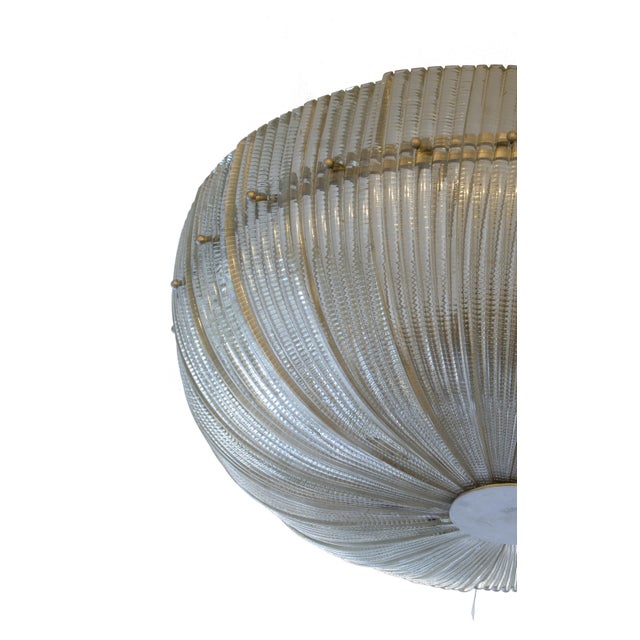 Mid-Century Modern Mid-20th Century Mid Century Modern Murano Glass Circular Flush Mount Luminary by Paolo Venini, Italy For Sale - Image 3 of 9