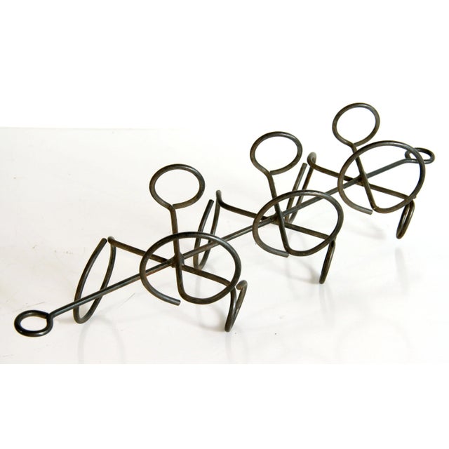 Mid 20th Century Vintage French Wrought Iron Hanging 6 Bottle Wine Holder / Rack For Sale - Image 5 of 6