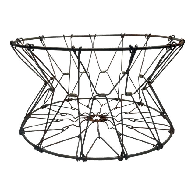 Vintage French Country Adjustable Metal Basket, Large For Sale