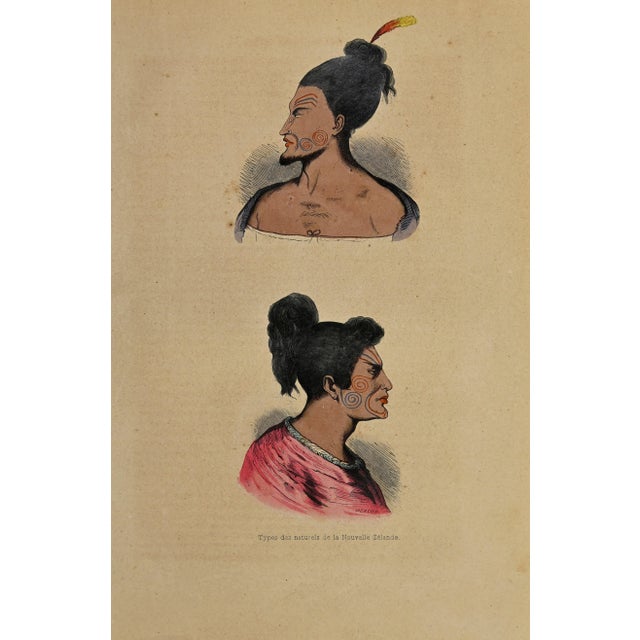 New Zealand Inhabitants is a hand colored lithograph made by Auguste Wahlen in 1844. Good conditions. The artwork belongs...