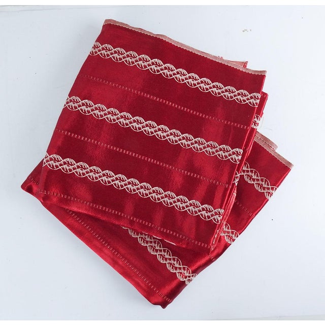 Red Vintage 1950s Heavy Red Satin Drapery Panel Fabric - a Pair For Sale - Image 8 of 8