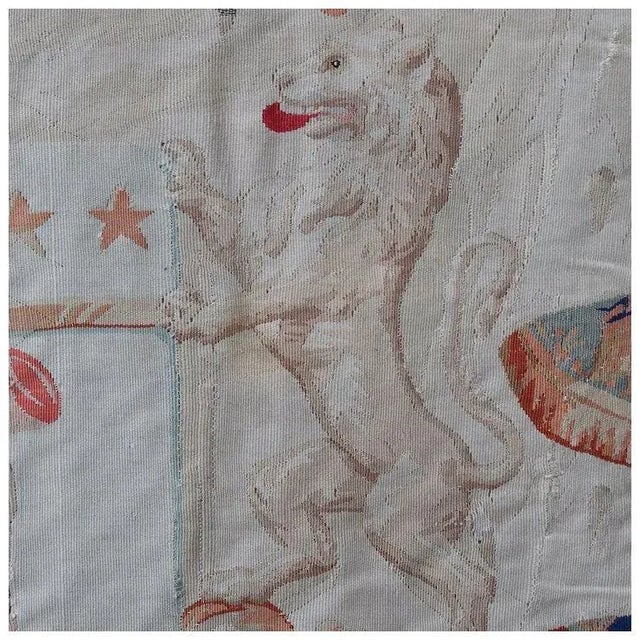French Mid 19th Century French Chatsworth House Marquis De Boissy Flat Weave Wool Armorial Tapestry Panel For Sale - Image 3 of 12