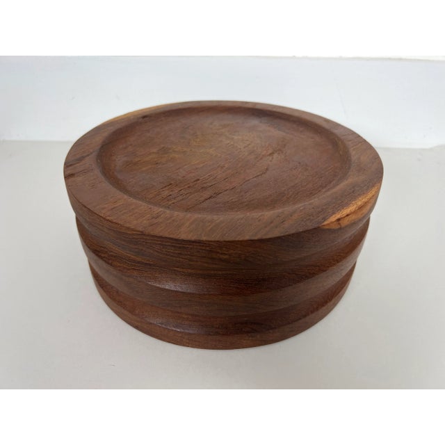 Wood Large Vintage Scandinavian Fluted Teak Bowl For Sale - Image 7 of 11