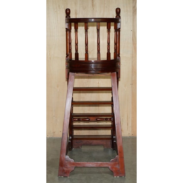 English Tall Antique Georgian Style Mahogany Library Steps With Gallery Rail - 5'7" For Sale - Image 3 of 18