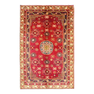 Keivan Woven Arts, 157285, Vintage Khotan Rug in Rich Red, Green and Charcoal Colors For Sale