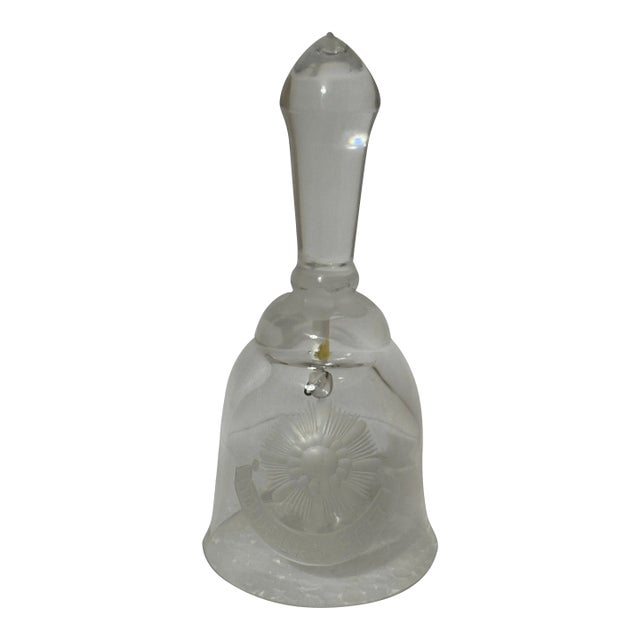 Vintage 20th Century Toujours Pret "Always Ready" Etched Crystal Dinner Bell For Sale