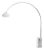 Iconic Mid-Century Modern Arc Lamp, Satin Nickel, White Marble Base, Lucite Shade, Dimmable For Sale
